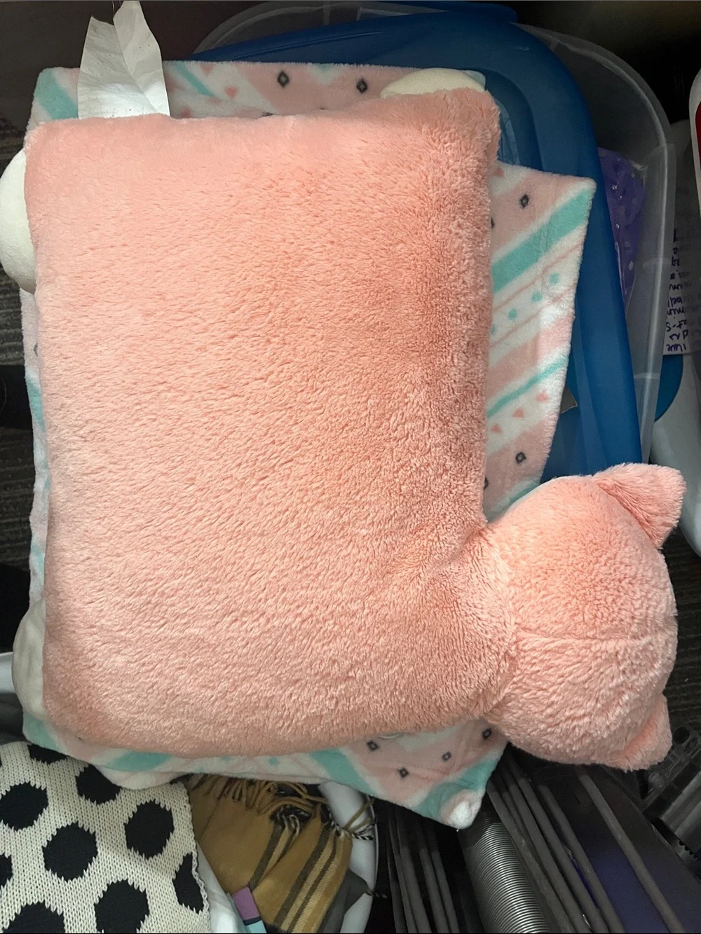 Plush Fox Pillow & Coordinating Pink Fox Throw Blanket Child size /toddler